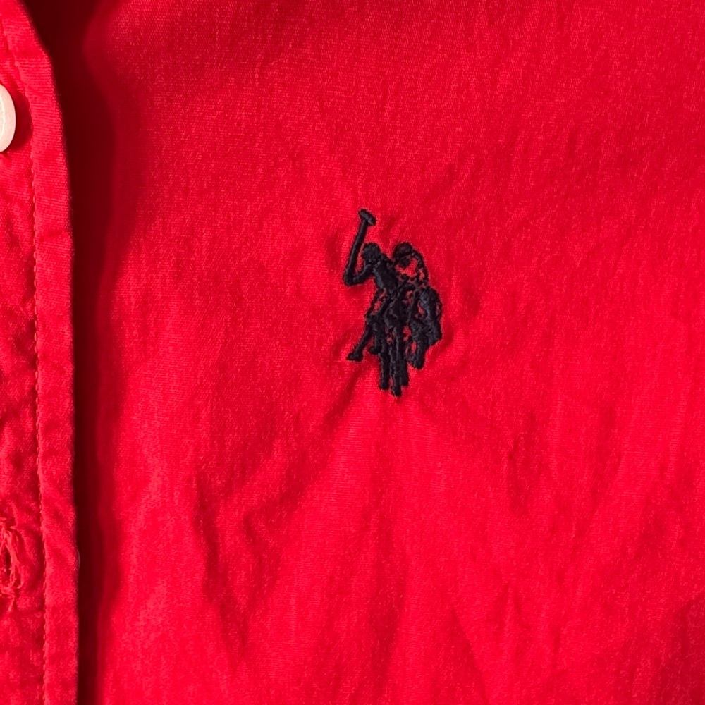 U.S. Polo Assn. Women’s Bright Red Long-Sleeve Button-Down Shirt - Picture 3 of 4
